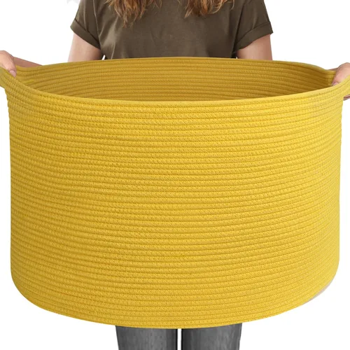 Miniatura 20 de MEGASKET Cesta grande de manta negra, 22 x 22 x 14 pulgadas, contenedor de cuerda tejida para almacenamiento, caja de almacenamiento de juguetes