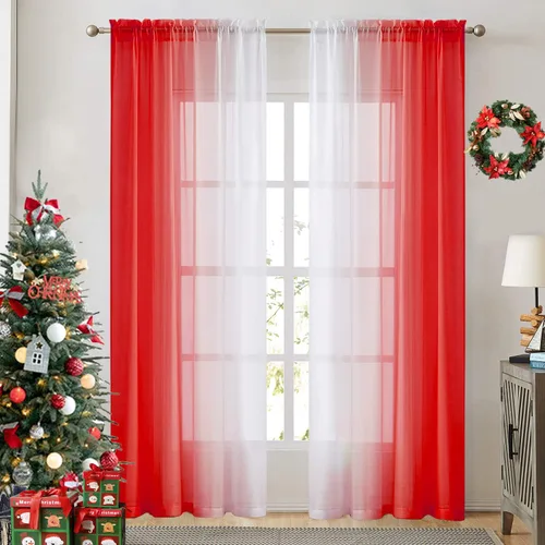 Miniatura 22 de Cortinas transparentes de lino sintético con degradado gris oscuro para dormitorio y sala de estar con bolsillo para barra, cortinas de gasa Gris