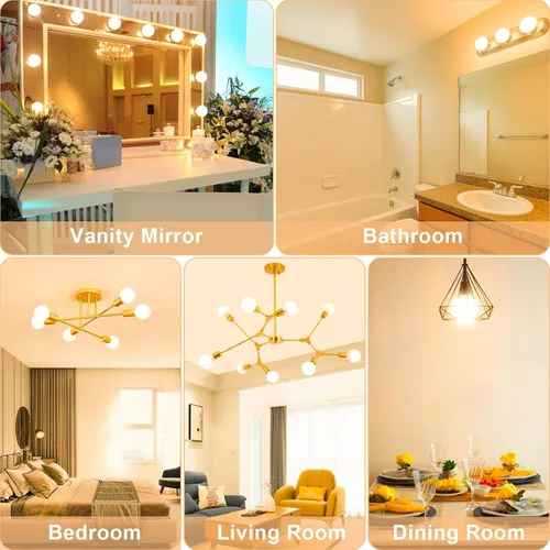 Miniatura 7 de Bombilla LED G25 de 5 W (equivalente incandescente de 60 W) 2700 K blanco suave, bombillas decorativas, base E26, 500 lúmenes, perfecta para espejo