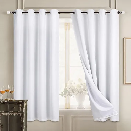 Miniatura 120 de Diraysid Cortinas 100% opacas de lino beige para dormitorio, con ojales, aislamiento térmico, cortinas de oscurecimiento de habitación