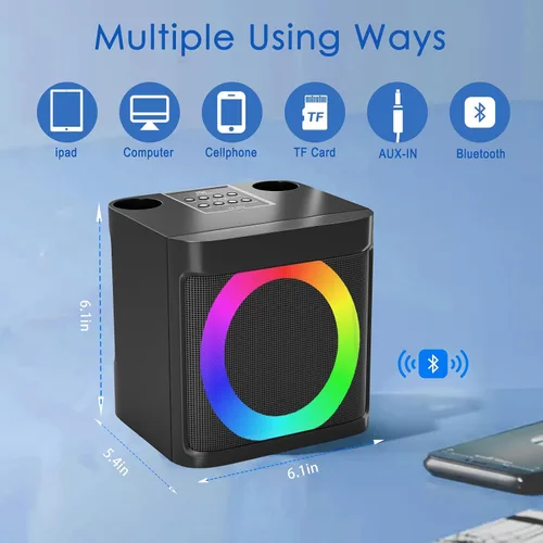 Miniatura 3 de Máquina de Karaoke para Niños y Adultos - Altavoz Bluetooth Portátil con 2 Micrófonos Inalámbricos, Máquina de Cantar para Fiestas en Casa, Regalos
