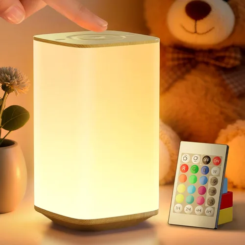 Auxmir Luz Nocturna para Guardería para Niños, Lámpara Nocturna Regulable por Toque con 256 Cambios de Color RGB para Bebé Adulto, Lactancia, Ayuda