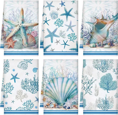 Miniatura 8 de Set de 6 toallas de cocina lavanda púrpura con flores, paños de cocina rústicos absorbentes, toallas de mano lavanda para té, de 24 x 16 pulgadas