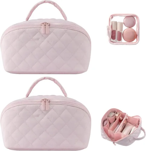 Miniatura 8 de Bolsa de maquillaje de viaje, bolsa de maquillaje acolchada para mujer, organizador de cosméticos impermeable, organizador de maquillaje, bolsa
