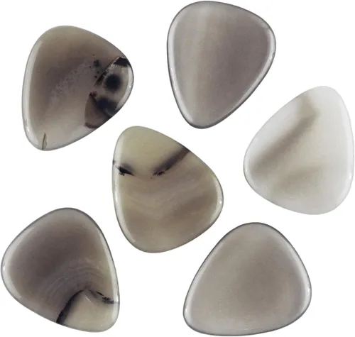 Miniatura 87 de Púa de guitarra o bajo de Obsidiana de Caoba en vidrio volcánico - 3.0 mm de calibre ultra pesado - Forma 351 - Púa exótica artesanal de gema