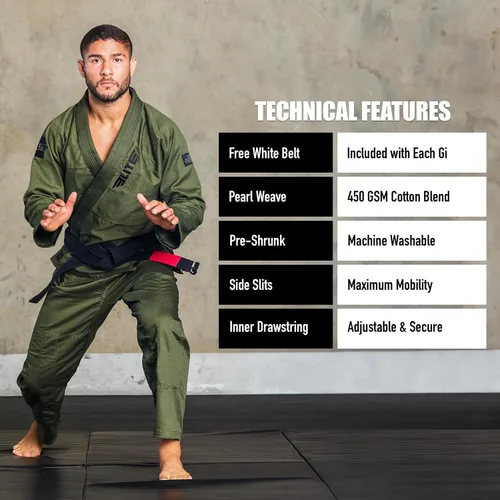 Miniatura 5 de Elite Sports - Kimono para hombres, gi, aprobado por la IBJJF, tela pre-encogida con cinturón para Jiu Jitsu brasileño (ver guía de tallas)
