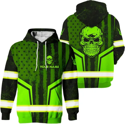 Miniatura 8 de Maddly Ropa de trabajo de seguridad con calavera de alta visibilidad con la bandera de EE. UU., nombre personalizado para trabajadores, corredores