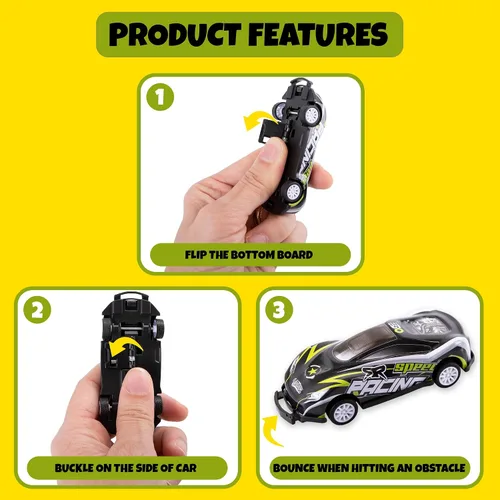 Miniatura 6 de ArtCreativity Coches de carreras con tapa para niños, juego de 12 autos de juguete en 8 diseños, mini autos de carreras fundidos a presión