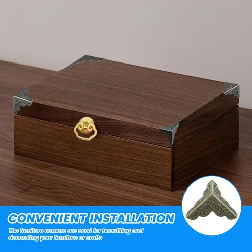 Miniatura 5 de SDTC Tech Paquete de 12 protectores de esquina de muebles de 1 x 1 pulgada, borde triangular de bronce antiguo, protector decorativo de esquina
