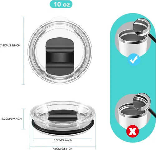 Miniatura 6 de Tapa para vaso de vino de 10 onzas, tapas de repuesto compatibles con tazas YETI de 6 onzas, taza apilable de 8 onzas y vaso de vino de 10 onzas