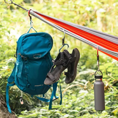 Miniatura 6 de GEAR AID HEROCLIP Mosquetón giratorio de 360° y gancho (mediano) para camping, mochila, maletas y organización de garaje Verde bosque