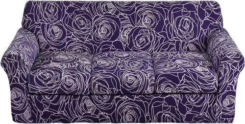 Miniatura 66 de Fundas elásticas para sofá de 1/2/3 cojines, funda estampada con fundas de cojín de asiento separadas, fundas de sofá lavables, protector de muebles