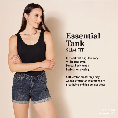 Miniatura 2 de Tienda Essentials - Camiseta ajustada sin mangas para mujer, paquete de 2