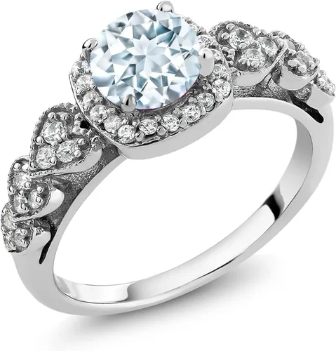 Miniatura 29 de Gem Stone King Anillo de compromiso de aniversario y piedra natal de corte redondo de 0.236 in para mujer, plata de ley 925, anillo de promesa