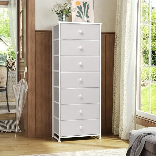 Miniatura 2 de Crestlive Products Cajonera alta, torre de almacenamiento de 7 cajones de tela, cómodas - Unidad organizadora vertical para dormitorio, pasillo