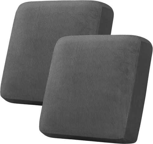 Miniatura 182 de H.VERSAILTEX - Funda de terciopelo elástica y afelpada para protección de cojines de sofá biplaza, silla o sofá, 2 piezas, tamaño grande, color gris