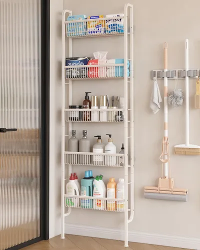 Miniatura 11 de UMDONX Estante de baño estrecho de 5 niveles, estante de almacenamiento delgado que ahorra espacio, estantería estrecha para baño y cocina