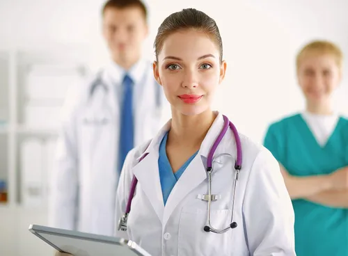 Miniatura 6 de NY Threads Abrigo de laboratorio profesional para mujer, abrigo médico largo de polialgodón de manga completa