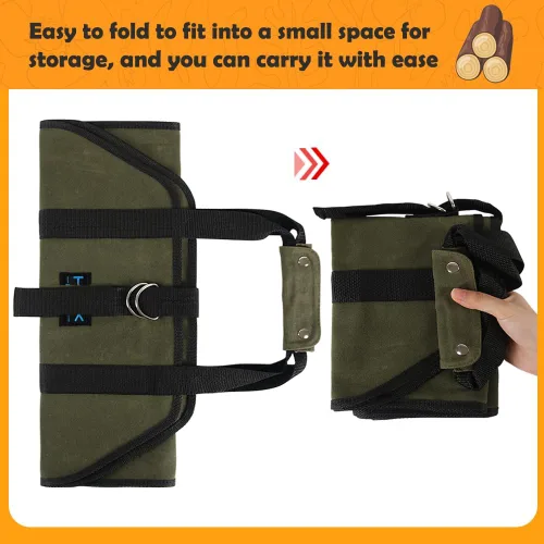Miniatura 4 de HRX Package Bolsa Transportadora de Leña de Lona Encerada, Tote Resistente al Agua para Troncos, Bolsa para Transportar Madera con Asas para Viajes