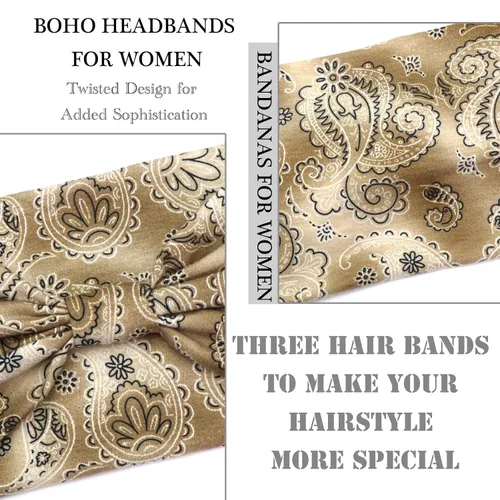 Miniatura 4 de Diademas bohemias para mujer, bandas suaves para el cabello, anudadas, elásticas, antideslizantes, bandeau, bandeau, yoga, correr, entrenamiento