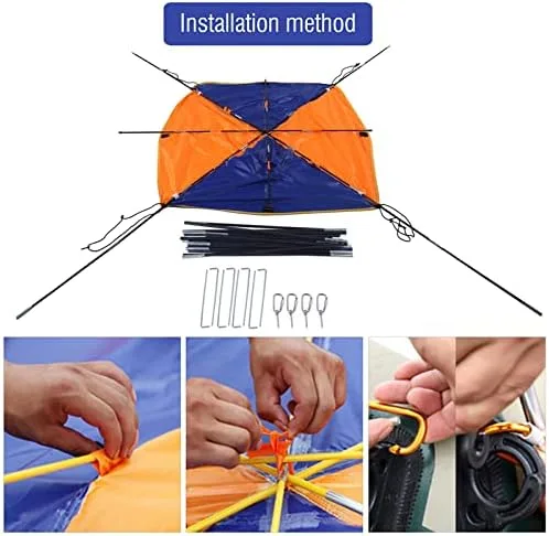 Miniatura 3 de Tbest Toldo inflable para kayak, refugio de sombra para barco, 2/3/4 personas, refugio solar para barco, cubierta de toldo de vela, toldo de pesca