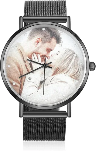 JewelOra Reloj de fotos personalizado para mujeres y hombres reloj personalizado con imagen grabada relojes de pulsera de acero inoxidable regalos