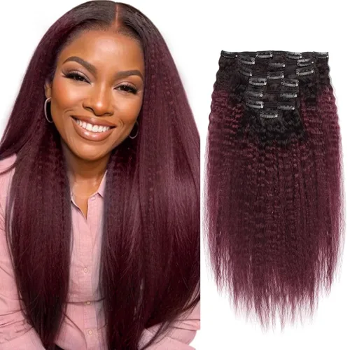 Miniatura 14 de Sassina - Extensión de pelo humano lacio con ondas, con clip, 8A, doble trama, italiano, grueso, extensiones de 10-22 pulgadas, 4.23 oz, 7