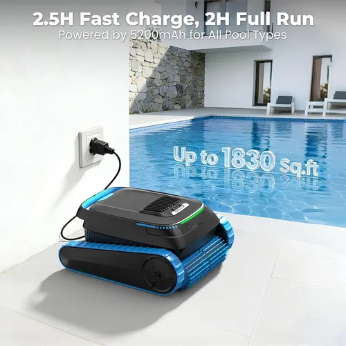 Miniatura 8 de Limpiador robótico automático de piscina PC20, robot de aspiradora de piscina inalámbrico para piscinas enterradas y sobre el suelo, navegación