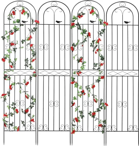 Miniatura 9 de Paquete de 2 Enrejados de Jardín de Metal de 70.8" de Alto x 19.7" de Ancho con Revestimiento Negro, Panel de Rejilla de Alambre en Celosía