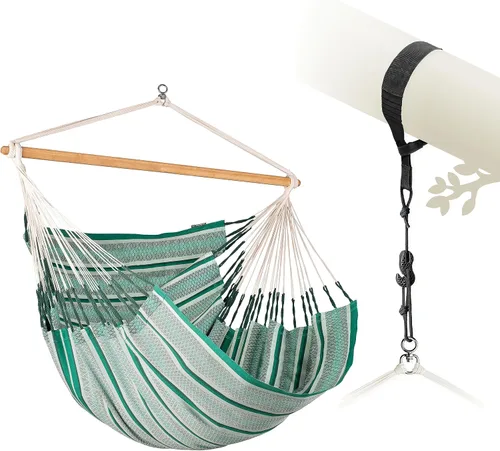 Miniatura 40 de La Siesta® XL King Habana - Hamaca colgante de algodón, para interiores y exteriores, silla colgante bohemia para dormitorio, patio, máximo 355