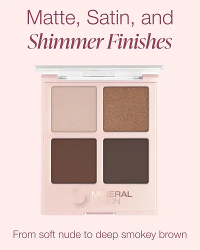 Miniatura 3 de Mineral Fusion Paleta de sombras de ojos Maquillaje vegano con acabados mate, satinado y brillante Fórmula natural y ligera (Coffee Break)