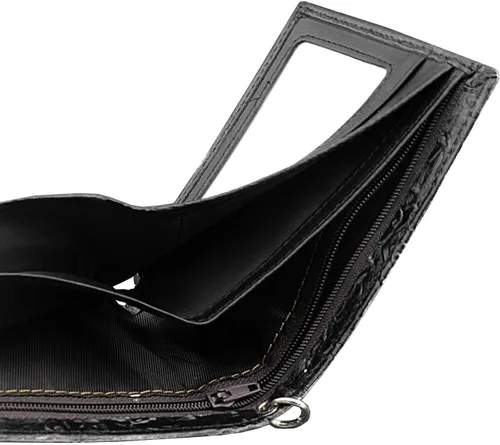 Miniatura 2 de Cartera de cuero gris plateado con cadena para hombre, diseño de dragón vintage, plateado, Vintage