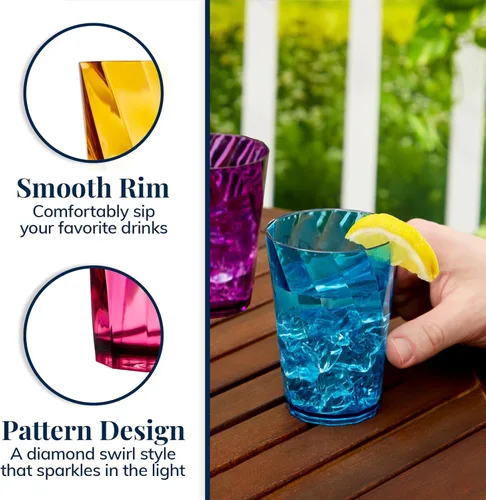Miniatura 4 de Vasos US Acrylic Optix Mini, de plástico, reutilizables, aptos para lavavajillas (juego de 8) Tazas de jugo de 8oz en colores de tono de joya