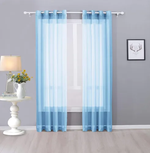 Miniatura 18 de Interior Trends Ariana - Juego de 2 cortinas de gasa transparente totalmente cosida con ojales (63 pulgadas de largo, beige)
