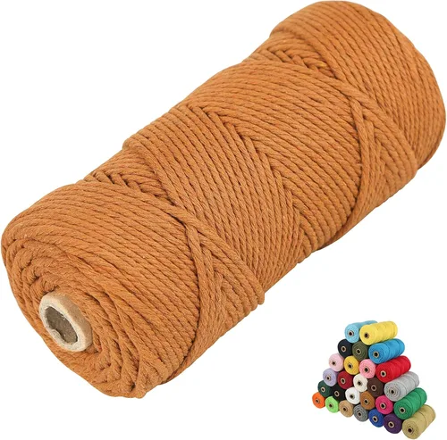 Miniatura 33 de Cordón de algodón para macramé, hilo torcido de 4 capas, cuerda de algodón natural, suministros perfectos de macramé, para hacer soportes colgantes