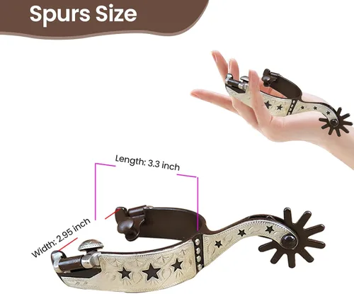 Miniatura 2 de Jeanoko Espuelas de vaquero para hombres/mujeres, equitación a caballo, botas de espuelas de acero de bajo carbono, escultura de mano, elegante