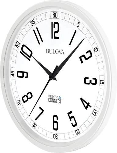 Miniatura 2 de Bulova Reloj de pared C5002 de precisión Movimiento de cuarzo de ultra alta precisión Marco redondo blanco moderno de gran tamaño de 12.5