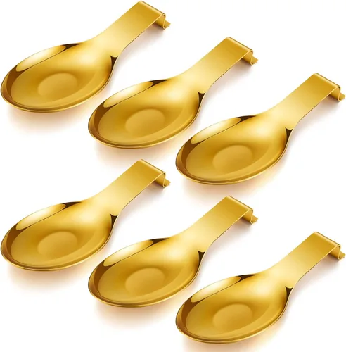 Miniatura 10 de Nuanchu 6 piezas de soporte de cuchara de acero inoxidable, espátula, cucharón para estufa, resistente, soporte de espátula para encimera, apto
