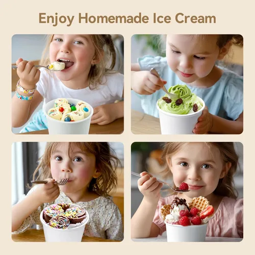 Miniatura 8 de Máquina para hacer helados enrollados, máquina de helado instantáneo con tapa y 2 espátulas, acero inoxidable SUS316 de grado alimenticio, bandeja