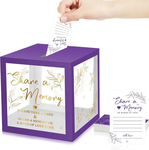 Miniatura 11 de Pajean - 50 tarjetas de memoria para celebrar la vida, caja de tarjetas con ventanas transparentes, caja de memoria para funeral, boda, cumpleaños