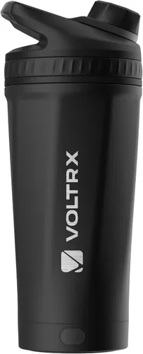 VOLTRX ChillMix Botella agitadora de proteínas aislada de acero inoxidable - Mezclador eléctrico recargable USB C para batidos con proteínas, tazas