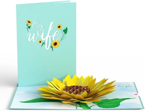 Miniatura 2 de Lovepop Tarjeta desplegable diaria para ella y él – Tarjetas de felicitación 3D para niños, niñas, hombres y mujeres – Para mi esposa girasol