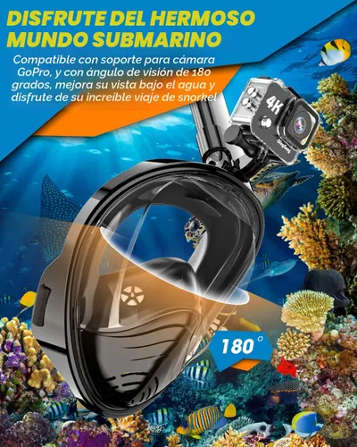 Miniatura 5 de QingSong Máscara de esnórquel de cara completa para adultos, equipo de esnórquel con soporte para cámara, juego de esnórquel con vista panorámica
