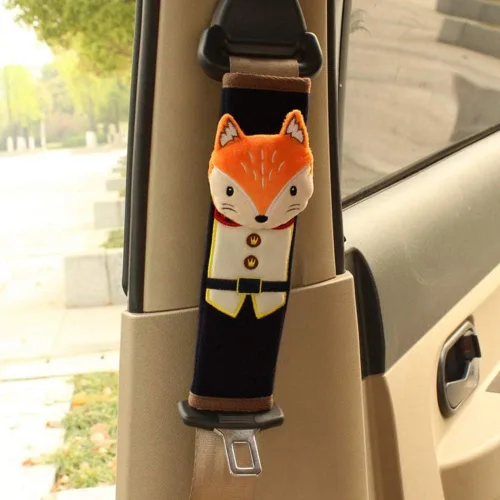 Miniatura 3 de Tianmei 2 piezas con diseño de muñeca de dibujos animados linda para funda de cinturón de seguridad de coche, almohadilla para la correa del hombro