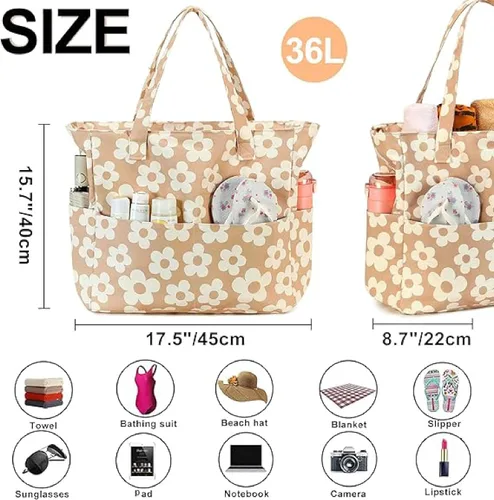 Miniatura 3 de Bluboon - Bolsa de playa impermeable para mujer, extra grande, con compartimento húmedo, para llevar de fin de semana, bolsa de piscina para viajes