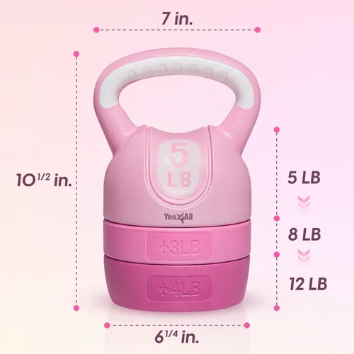 Miniatura 4 de Juegos de pesas rusas Yes4All - Juego de pesas rusas ajustables para entrenamiento de fuerza - Pesas rusas con peso ajustable para entrenamientos