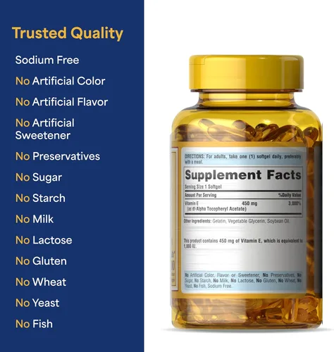 Miniatura 6 de Puritan's Pride Vitamina E-450 mg (10,000 UI), suplemento vitamínico para la función del sistema inmunológico y apoyo antioxidante para la salud