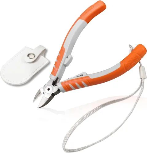 Miniatura 10 de Alicates de corte diagonal de 5 pulgadas, cortadores laterales de alambre con cuerda de mano y cubierta protectora para cortes, cables electrónicos