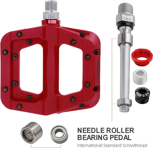 Miniatura 5 de FOOKER Pedales MTB para bicicleta de montaña, 3 rodamientos, antideslizantes, ligeros, de fibra de nailon, pedales de plataforma de bicicleta
