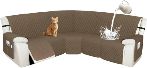 Miniatura 77 de Arfntevss Fundas de sofá modular reclinable, 100% impermeable, en forma de L, para sillón reclinable en forma de L, funda seccional lavable